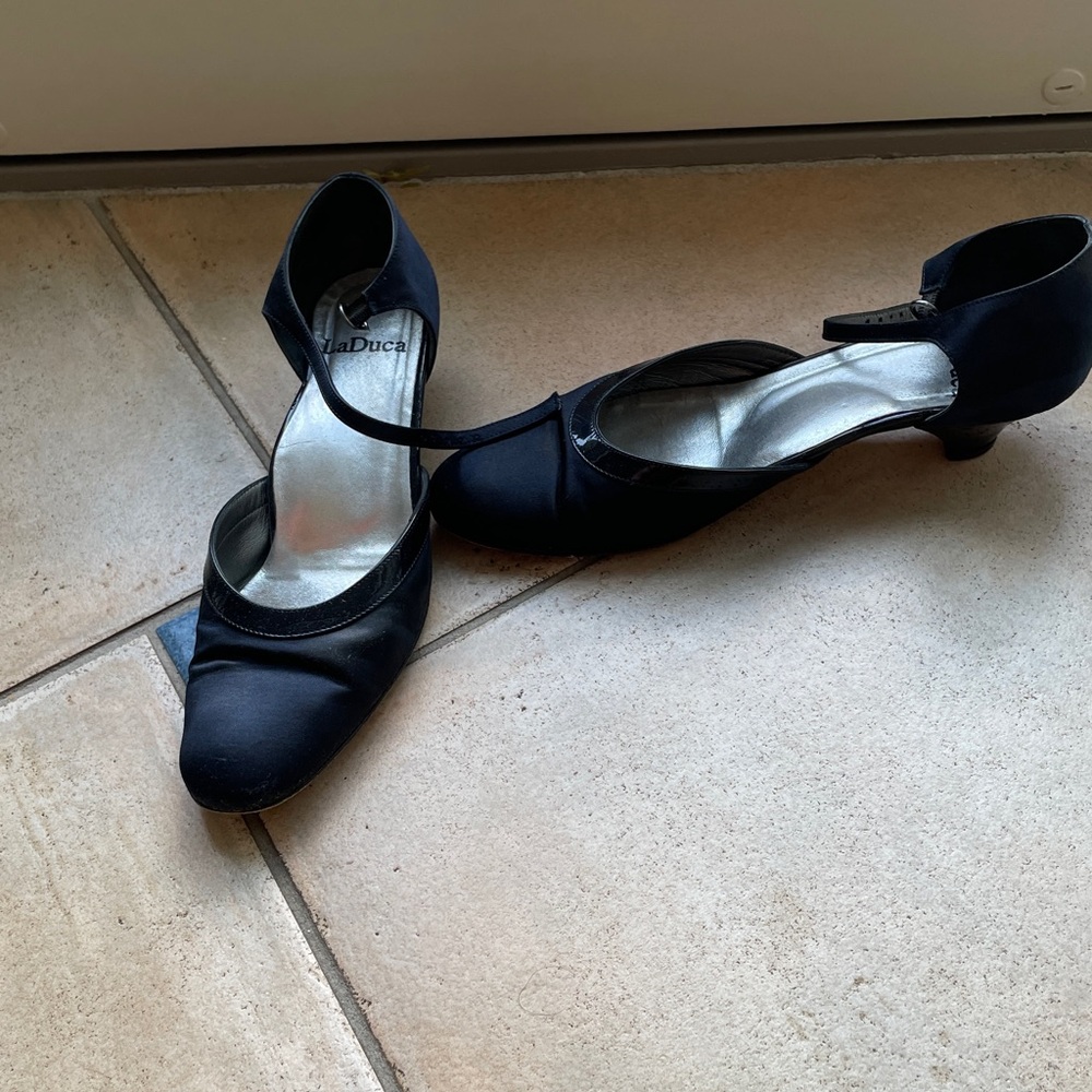 Blue satin La Duca shoes size: 9